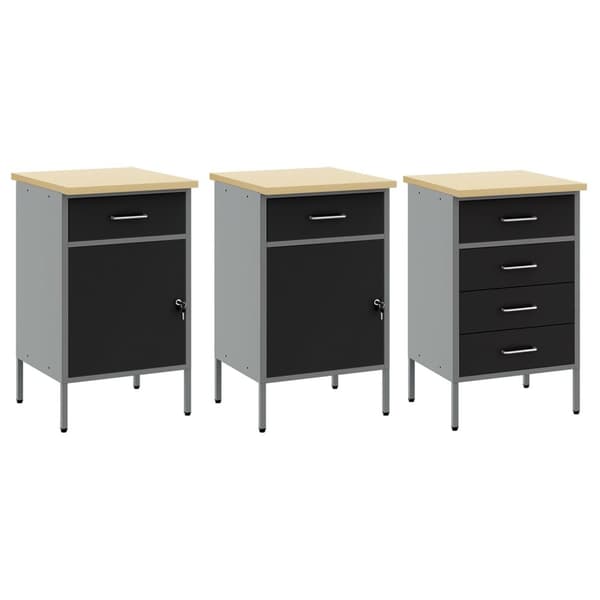 vidaXL Set om 6 Svart Stål Medium Höjdjusterbart