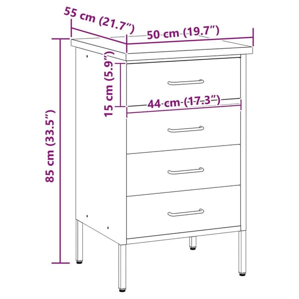 vidaXL Työkaappi Punainen 50x55x85 cm Teräs