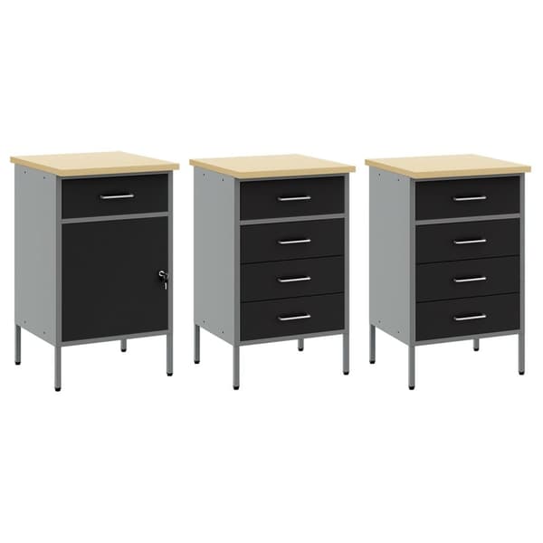 vidaXL Set av 5 Svart Stål Stor Höjdjusterbar
