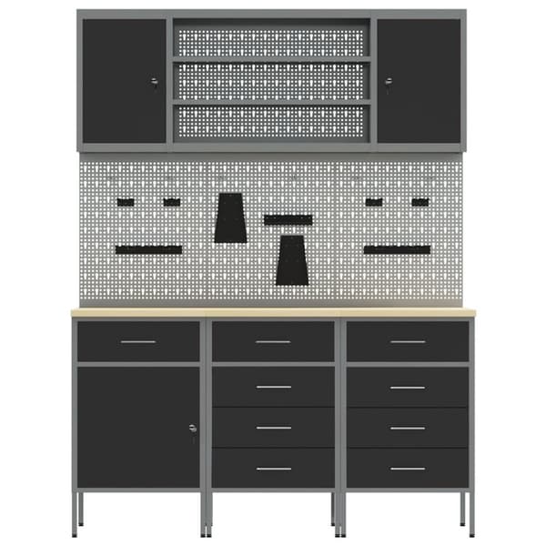 vidaXL Set av 5 Svart Stål Stor Höjdjusterbar