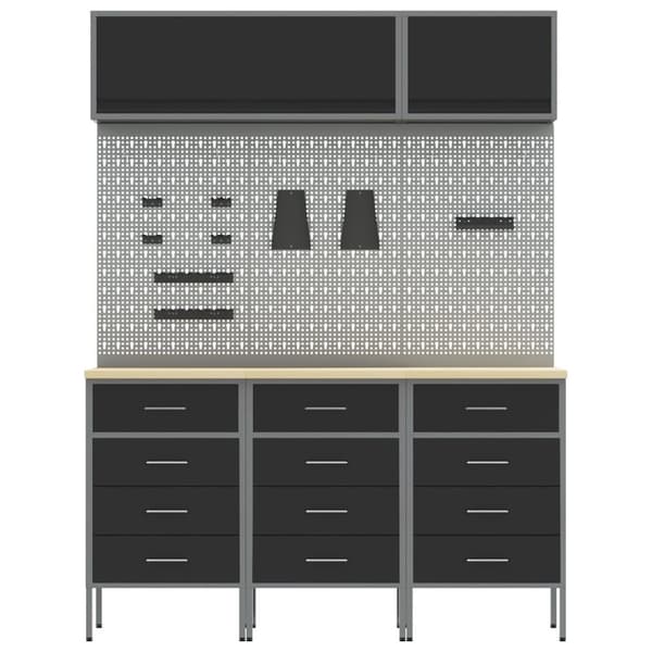vidaXL Set med 6 Svart Stål Stor Höjdjusterbar