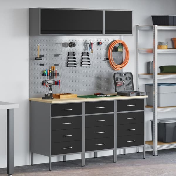 vidaXL Set med 6 Svart Stål Stor Höjdjusterbar