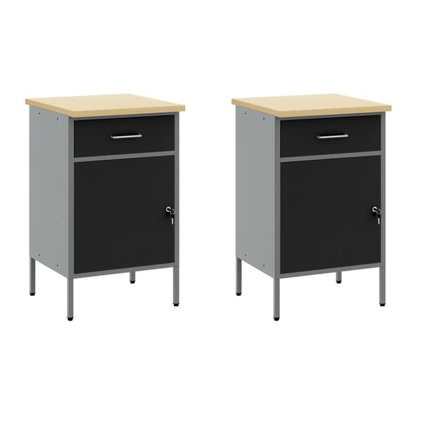vidaXL 5-delt arbeidskabinetts- og pegboardsett svart MDF og metall