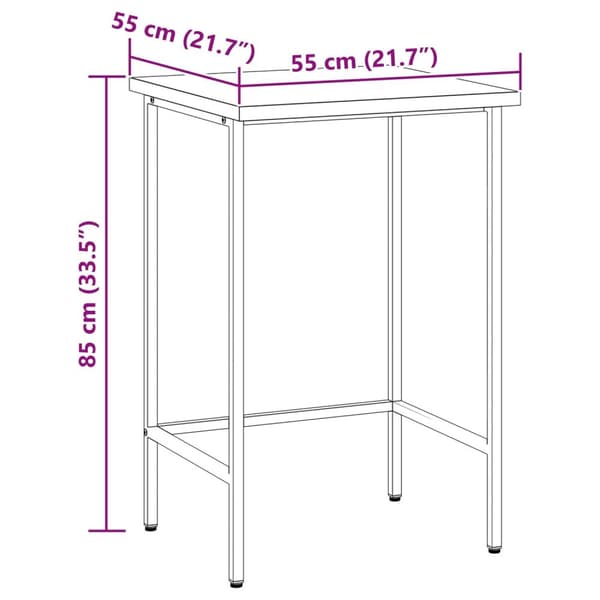 vidaXL Työpöytä Harmaa 55x55x85 cm Teräs ja Tekninen puu