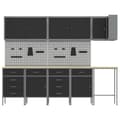 Miniatyrbild 9 av 11: vidaXL Set med 11 Svart Stål Medium Höjdjusterbart Verkstadsskåp