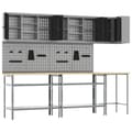 Miniatyrbild 4 av 11: vidaXL Set med 9 Grå Stål Medium Höjdjusterbart Verkstadsmöbel