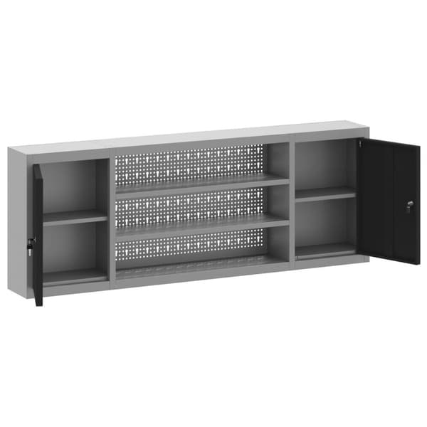 vidaXL Værktøjskabinet Grå, Sort Koldvalset Stål 150 x 20 x 55 cm