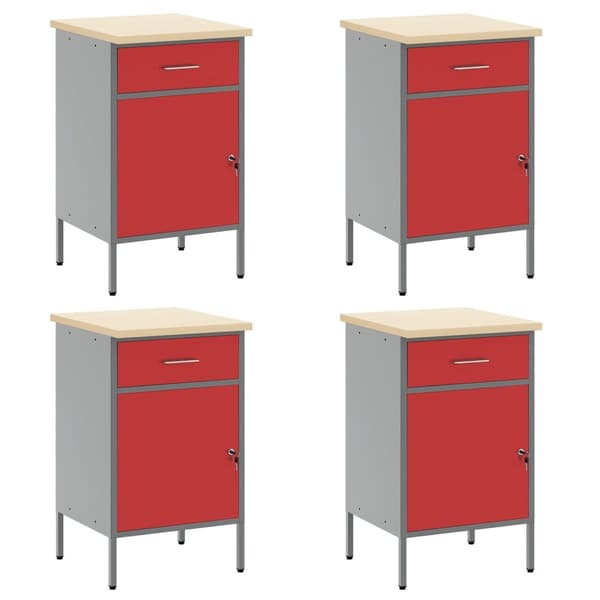 vidaXL 10 Delt Arbeidskabinet og Pegboard Sett Rød MDF og Metall