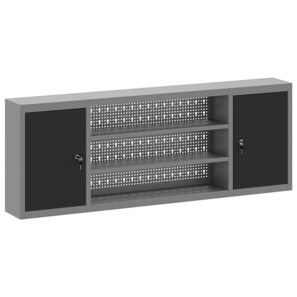 vidaXL Verktygsskjul Grå, Svart Kallvalsat stål 150 x 20 x 55 cm