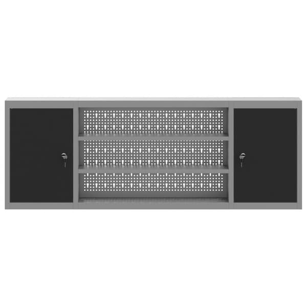 vidaXL Verktygsskjul Grå, Svart Kallvalsat stål 150 x 20 x 55 cm