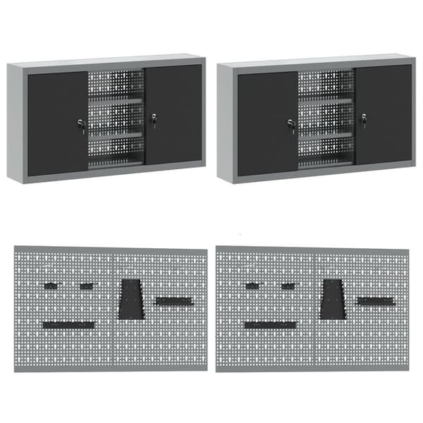 vidaXL 8-pack Svart, Grå Stål, 25mm konstruerat trä Standard