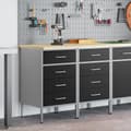 Miniatyrbild 4 av 11: vidaXL Set om 2 Svart Stål Standard Justerbara Fötter Arbetskabinett