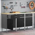 Miniatyrbilde 2 av 11: vidaXL Arbeidsbenk 3 deler Svart og Grå Laget av Tre og Stål