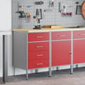 Miniatyrbild 4 av 11: vidaXL Set med 2 Röd, Grå Stål, 25 mm konstruerat trä 2x skåp