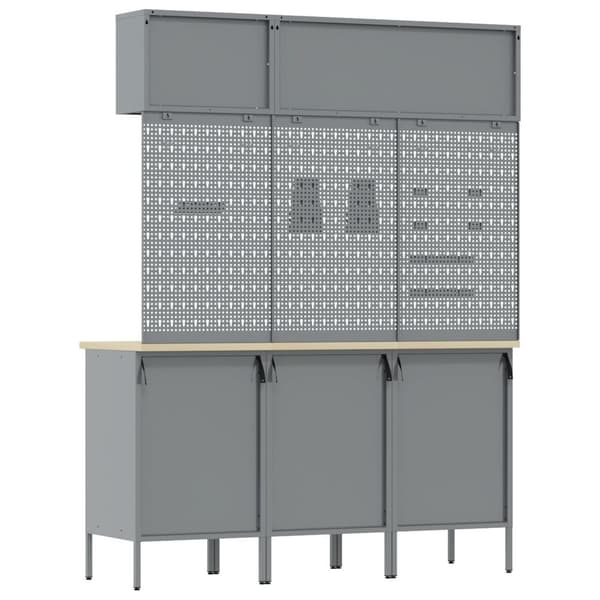 vidaXL Sæt af 6 Sort, Grå Stål, 25 mm konstrueret træ 85 cm høj