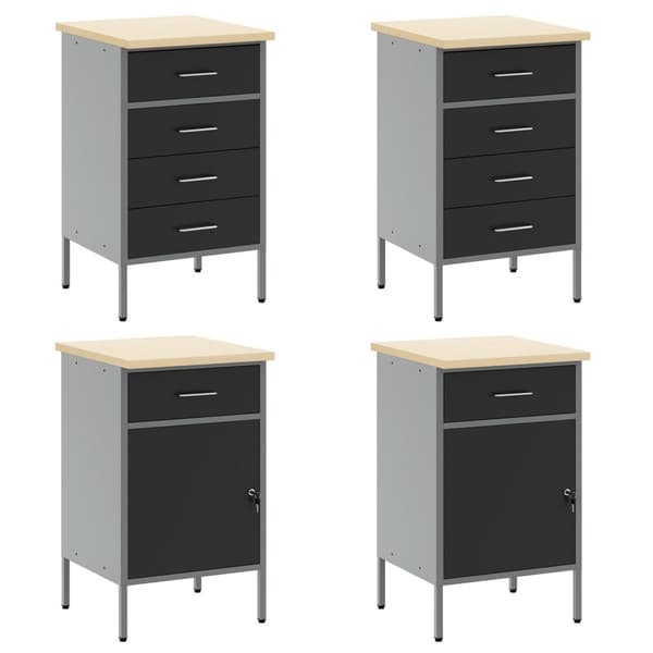 vidaXL 10-delt arbeidskabinet og pegboard sett svart MDF og metall