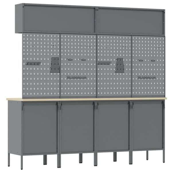 vidaXL 10-delt arbeidskabinet og pegboard sett svart MDF og metall