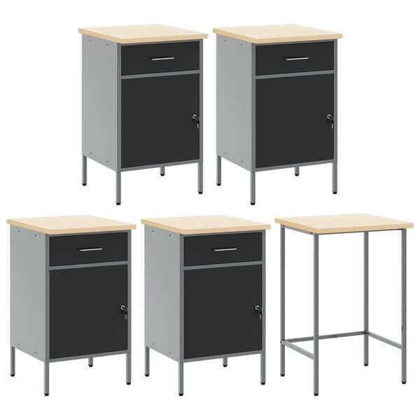 vidaXL 12-delt arbeidskabinet og pegboard-sett i svart MDF og metall