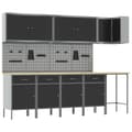 Miniatyrbilde 11 av 11: vidaXL 12-delt arbeidskabinet og pegboard-sett i svart MDF og metall