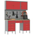 Miniatyrbilde 3 av 11: vidaXL 8 Deler Arbeidskabinet og Pegboard Sett Rød MDF og Metall