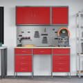 Miniatyrbilde 5 av 11: vidaXL 8 Deler Arbeidskabinet og Pegboard Sett Rød MDF og Metall