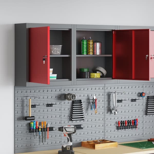 vidaXL Työkalukaappi Seinään Kiinnitettävä Punainen 50x20x55 cm Teräs