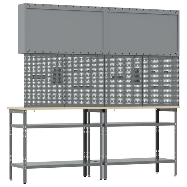vidaXL Set av 6 Grå Stål Verktygsväggpanel Rektangulär Industriell