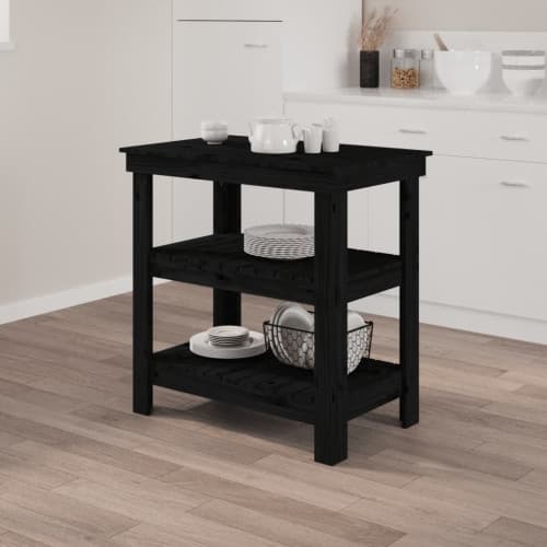 Skobänk svart 78,5x50x80 cm massiv furu