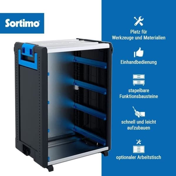 Sortimo WorkMo 24-750 med 8 skenor för lastutrymme
