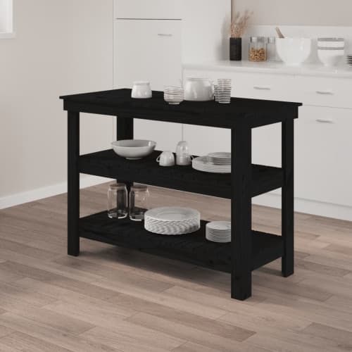 Skobänk svart 110,5x50x80 cm massiv furu