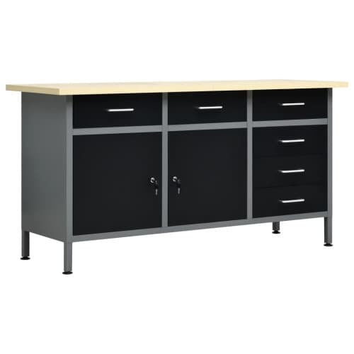 Arbetsbänk svart 160x60x85 cm stål