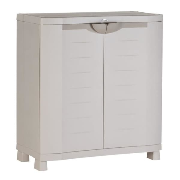 PLASTIKEN lågt förvaringsskåp i harts - 2 stora hyllor - l 90 x d 45 x h 100 cm - Space SAVER-sortiment
