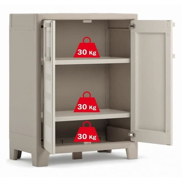 Gulliver lågskåp - KETER - Sand Beige - 2 justerbara hyllplan - 80 x 44 x 100 cm