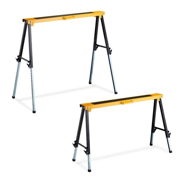 Relaxdays teleskopiska stödsystem, set om 2, hopfällbar målarduk, handtag, 150 kg, justerbar höjd 64-91,5 cm, svart-orange