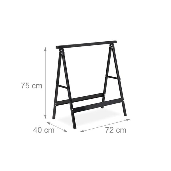 Relaxdays bockspel, 2 maximal belastning av 100 kg, stabil, arbetshöjd 75 cm, liten plats, stål, svart