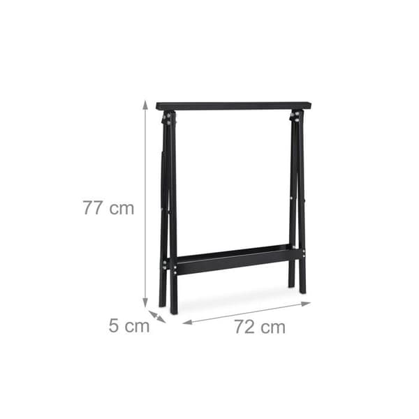 Relaxdays bockspel, 2 maximal belastning av 100 kg, stabil, arbetshöjd 75 cm, liten plats, stål, svart