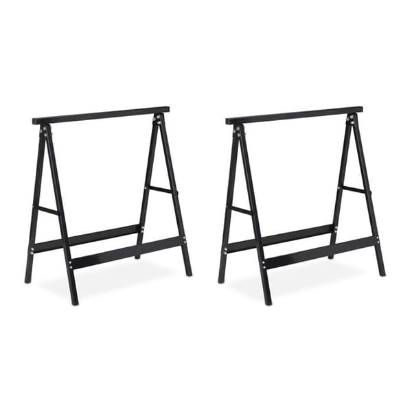 Relaxdays bockspel, 2 maximal belastning av 100 kg, stabil, arbetshöjd 75 cm, liten plats, stål, svart