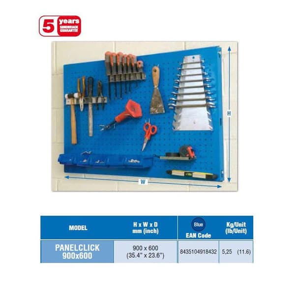 Verktygsorganisationspanel 'Click Panel Kit' Blå 900 x 600 mm