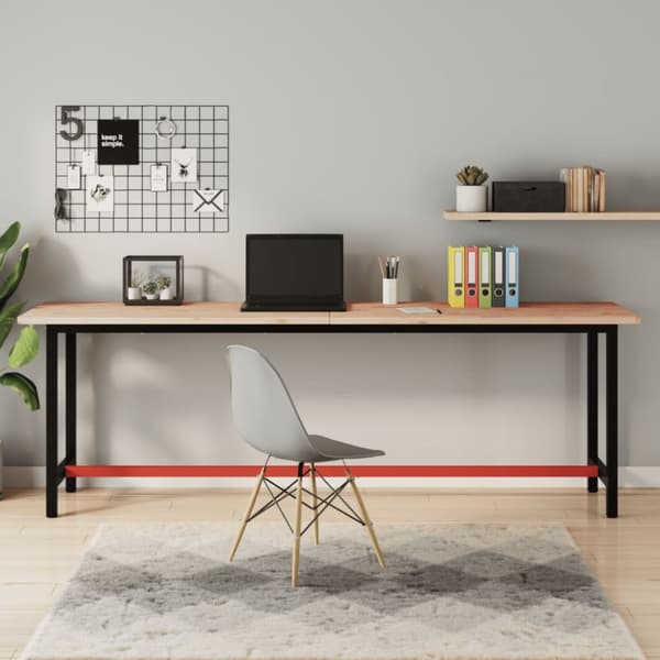 Arbetsbänk 220x55x81,5 cm massivt bokträ och metall