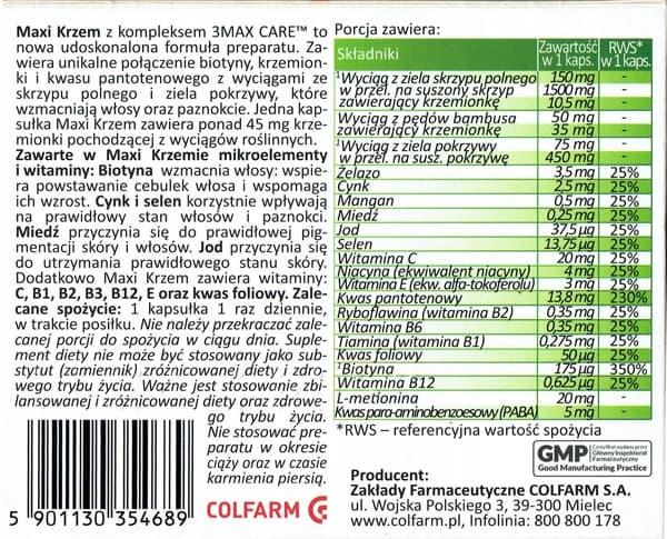 Maxi Silicon BIOTIN starkt och vackert hår 30 kapslar