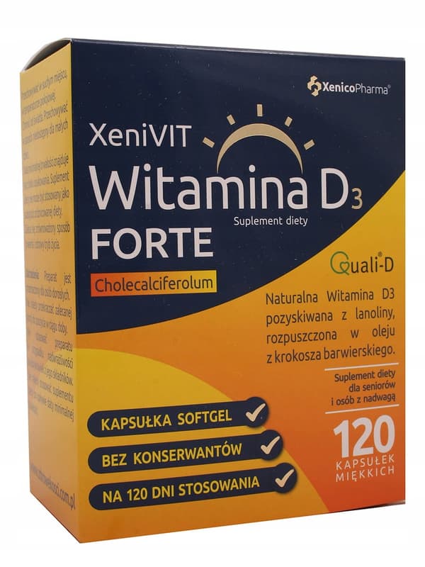 XENIVIT Vitamin D3 Forte 4000 IE 120 kapslar