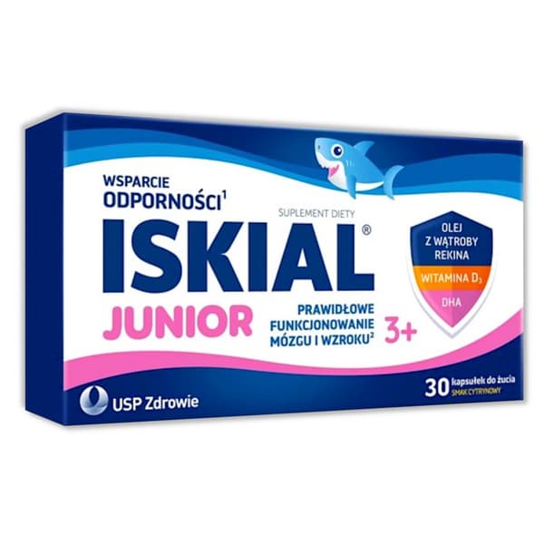ISKIAL JUNIOR DHA vitamin D immunitet för barn USP Health 30 kapslar