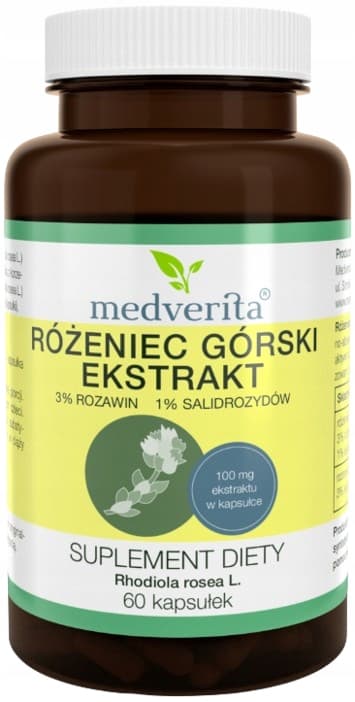 MEDVERITA Rhodiola Rosea extrakt 3% rosaviner Rhodiola Rosea 60 kapslar