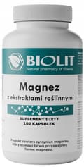 Miniatyrbild 1 av 5: MAGNESIUM MED VÄXTEXTRAKT magnesiumcitrat BIOLIT 180 kapslar