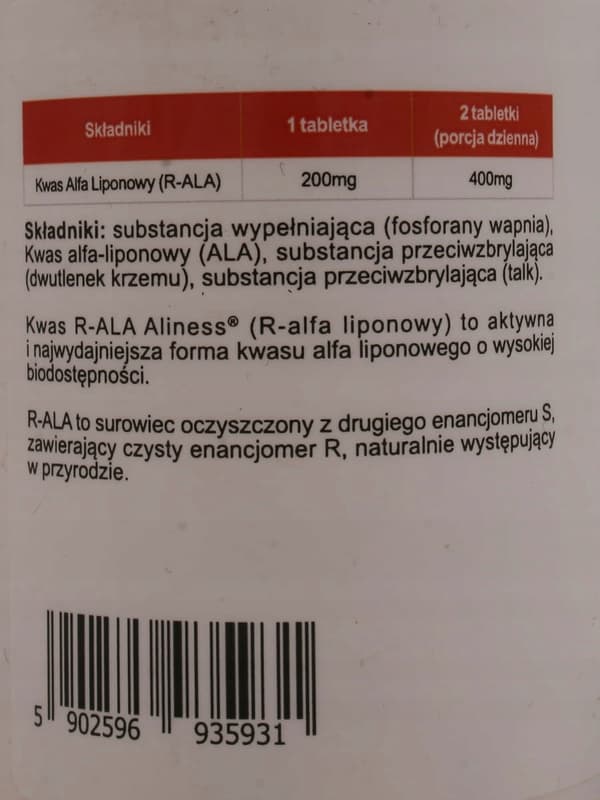 ALINESS Alfa-liponsyre R-ALA 200 mg ANTIOXIDANT 60 tabletter