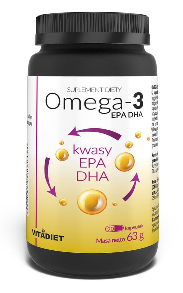 Omega 3-syrer EPA DHA Vitadiet 90 kapsler