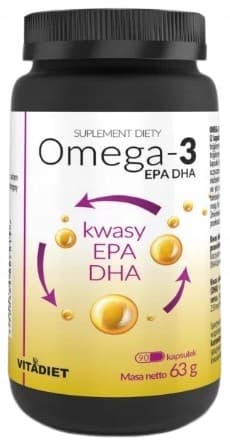 Omega 3-syrer EPA DHA Vitadiet 90 kapsler