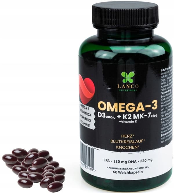 LANCO OMEGA 3 vitamin D3 2000 + vitamin K2 IMMUNITY 60 kapslar