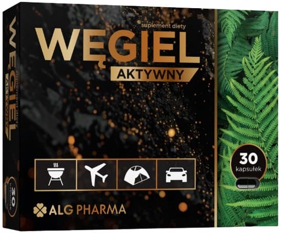 Aktivt kol matsmältningssystem tarmar resor Alg Pharma 30 kapslar