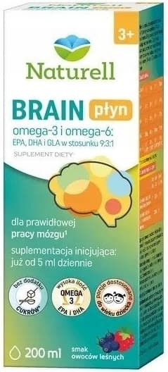 NATURELL BRAIN flytande för barn OMEGA 3 6 DHA EPA 200 ml